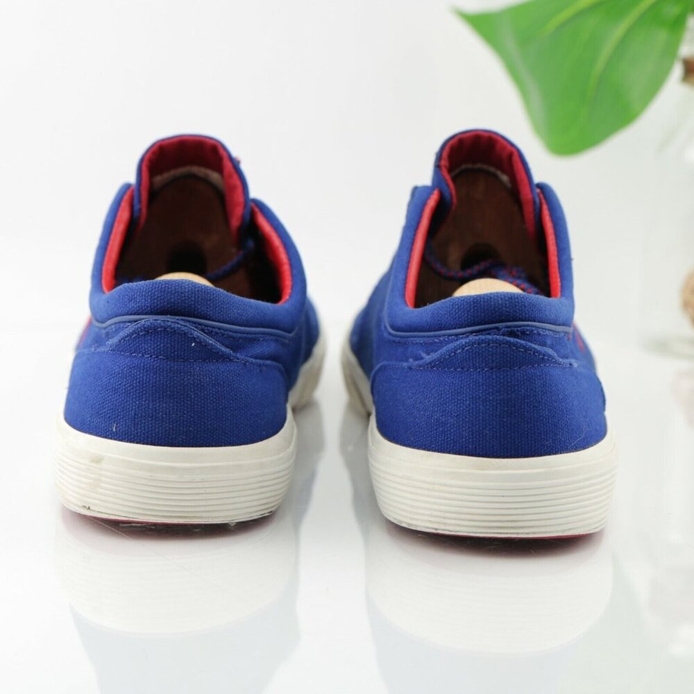 Polo Ralph Lauren Mens Faxon Sneaker Size 11.5 Royal Blue Canvas Red Pony Shoe - Picture 7 of 12